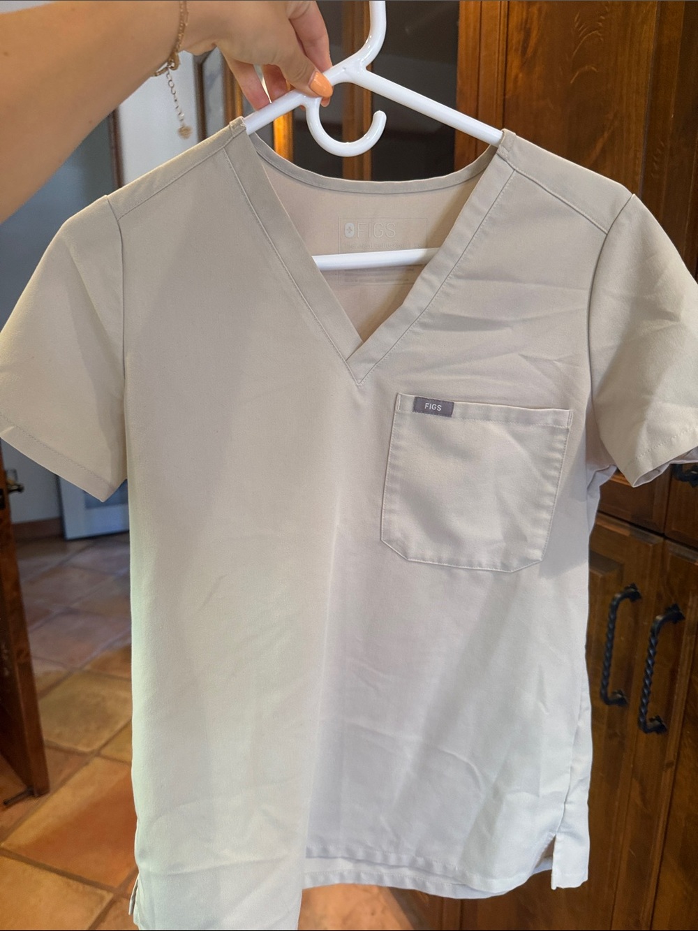 FIGS Grey Catarina Scrub Top & Zamora Scrub Pant Set